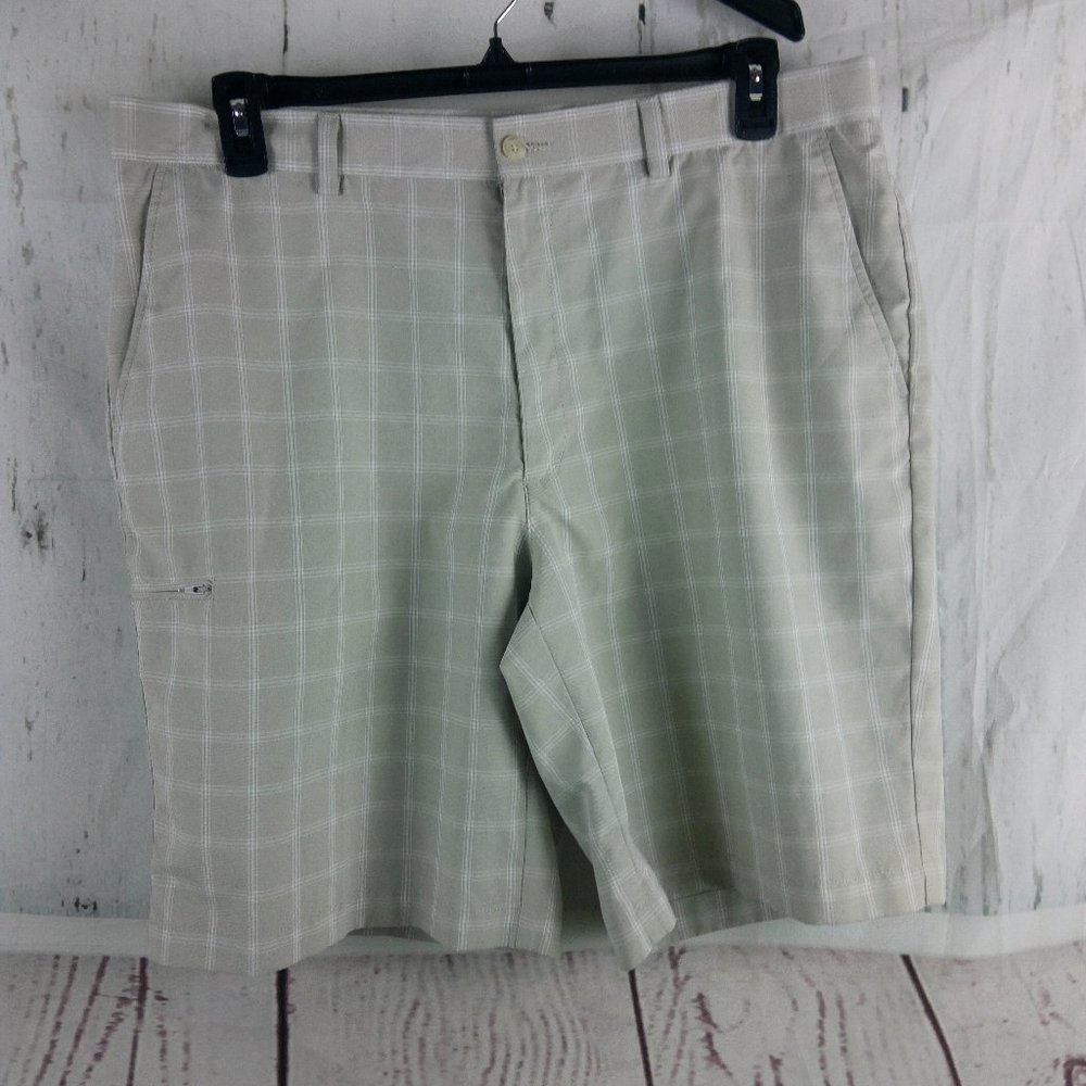 Grand Slam Light Brown Plaid Men's Golf Shorts